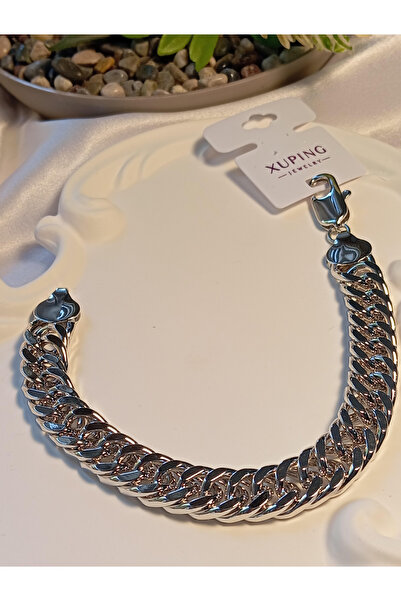 XUPING JEWELRY سوار رجالي فضي اللون -