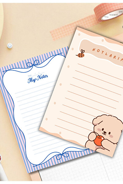 pnkycrco A6 Boyutunda Ayıcık ve Fiyonk Detaylı Bloknot Notepad Not Defteri | ...