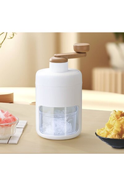 OEM Plastic ice crusher/ice grinder with stainless steel blade – white/brown