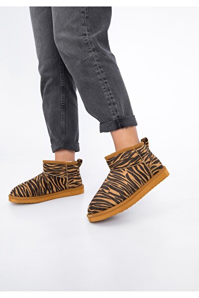 Wittchen Women's short brown and black -leather ankle boots, brown and black synthetic material