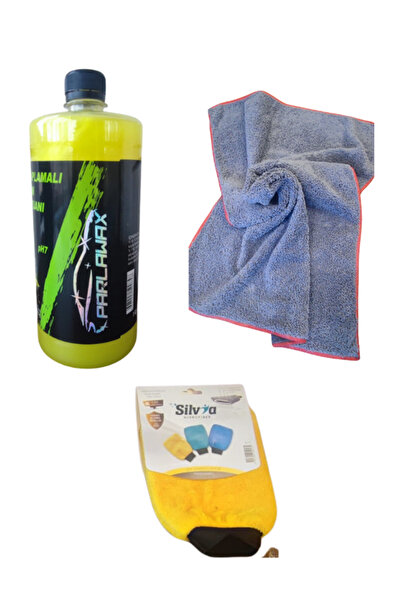 parlawax Ph Nötr Cilasız Oto Şam. 1lt+50x70 Oto Kurulama Bezi+Oto Yıkama Eldi...