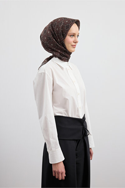 Qef Cotton Scarf Medallion Chocolate Brown