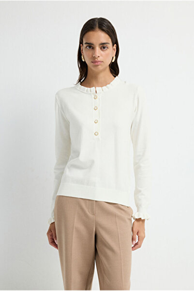 adL Uzun Kollu Patlı Triko Kazak