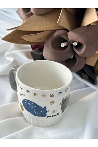 MD MİMOZA DEKOR Porcelain Tea Coffee Cup 340ml -Md7
