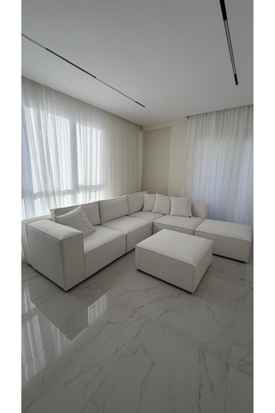 Erduran Mobilya Angelo 6 modül sırt minderli KAR BEYAZ