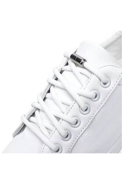 Avex SMART elastic shoelaces with metal clip, white color