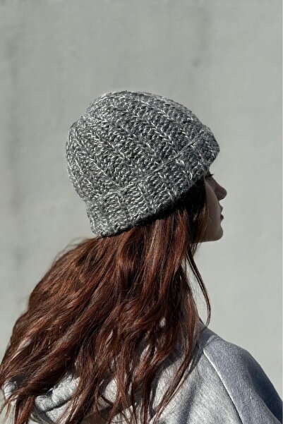 MELUSH Anthracite Colored Winter Knitted Beanie, Thick Hand Knitted Beanie, Crochet, Crotchet