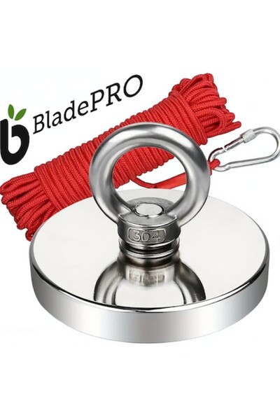 BladePRO Magnet neodim BladePRO® D90mm cu filet exterior M10, carlig inelar si funie de 20m