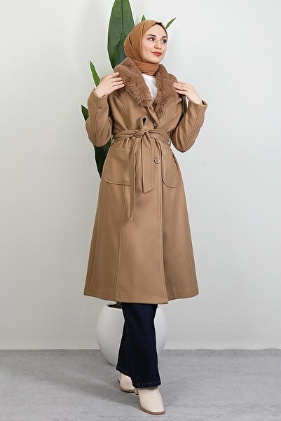 giz astore Arven Kürklü Kaban Sütlükahve