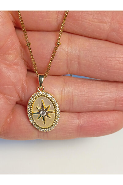 EUROAKSESUAR Pearlescent Polar Star Model Steel Necklace