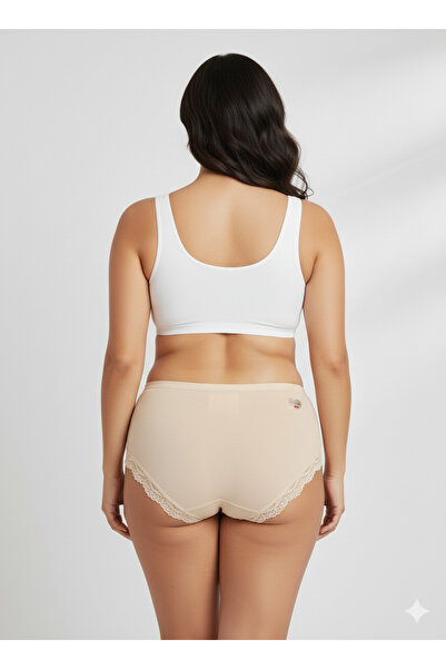 İntimate Women's High Waist Bato XL Size Lace Detailed Cotton Stretchy Bikini Type 6-Piece Panties