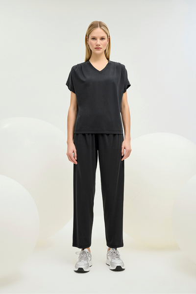 GİZZEY 21380 SET PANTALONI FEMEI CU DECOLTEU IN V