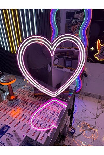 DHELEKTROMARKET Neon Pleksi KALP Ayna 55 Cm