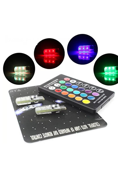 auto Set of 2 T10 LED RGB car bulbs with remote control, power 2W