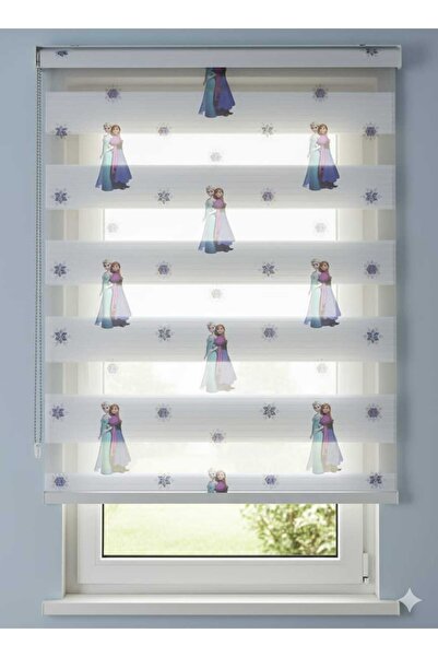 StorMarket ELSA DESENLİ KIZ ÇOCUK ODASI GENİŞ PLİSE ZEBRA STOR PERDE