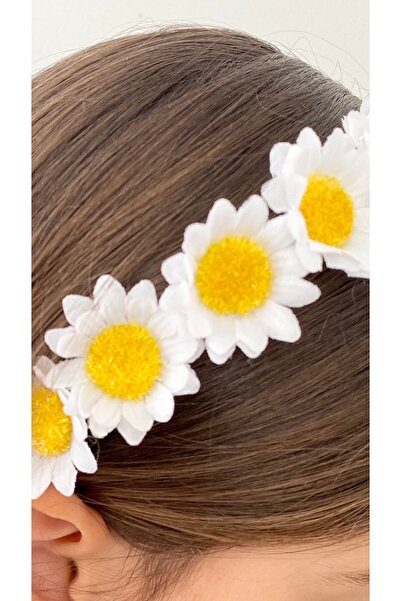 Kirpi toka El Yapımı Bayramlık Papatyalı Kız Çocuk Saç Tokası