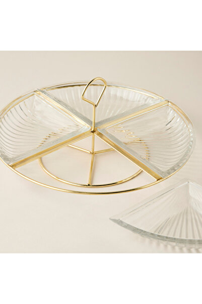 Lifestyle Shifaf 5-Piece Glass Bowl and Sectioned Stand Set