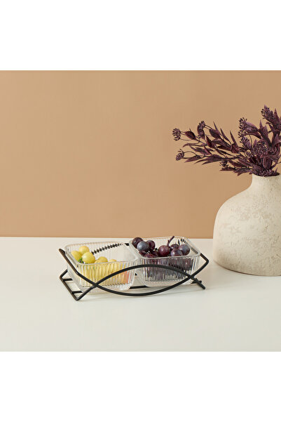 Lifestyle Glass 3-Piece Serving Bowl and Stand Set