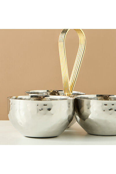 Lifestyle Hammered 3-Compartment Nut Bowl - 19 cms