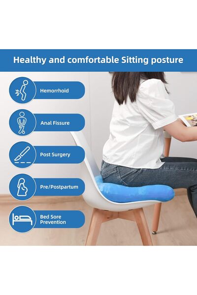 Generic Wefaner Breathable Anti-Bedsores Comfort Seat Cushion, Cotton, Blue