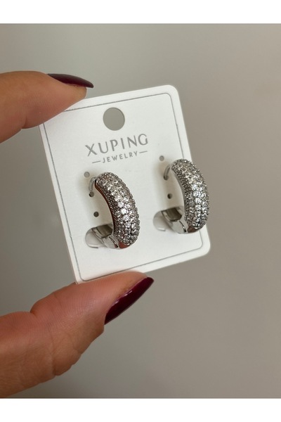 Butik Xuping Silver Color Stone Clip Earrings 1.4 cm