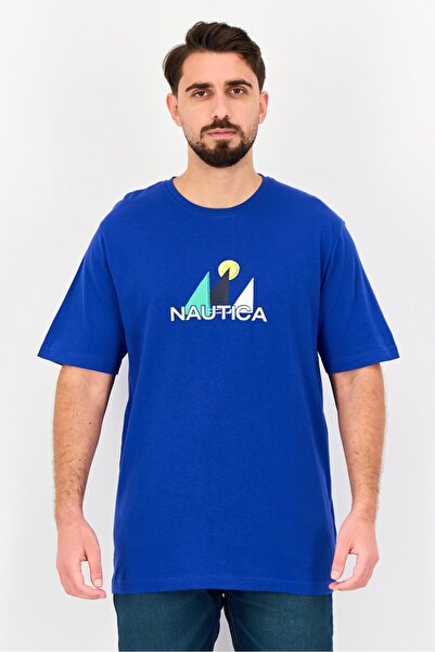 Nautica Men Crew Neck Short Sleeve Graphic Print T-Shirt, Blue