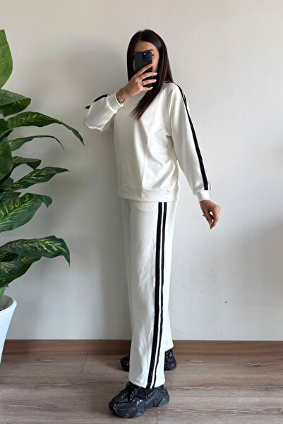 CİDDE Women's Modal Fabric Oversized Wide Leg Paneled Tracksuit Set