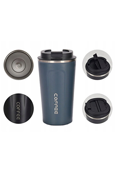 zola Thermal mug, 510 ml, stainless steel and plastic, anti-slip coating, 17x8 cm, blue