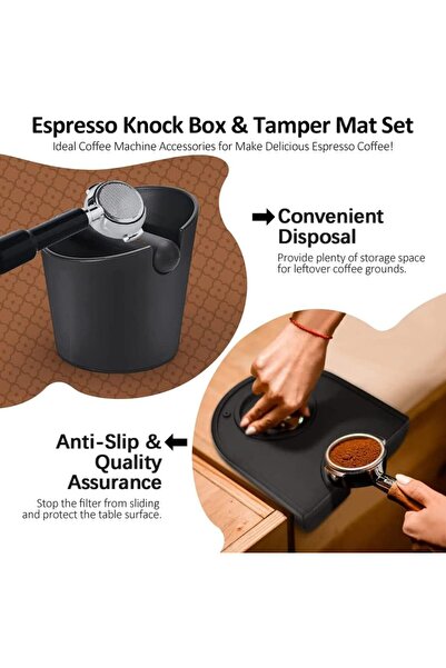 Generic Espresso Coffee Tamper Mat, Knock Box, Pieces Silicone Tamper Mat with Removable Knock Bar Non-Slip