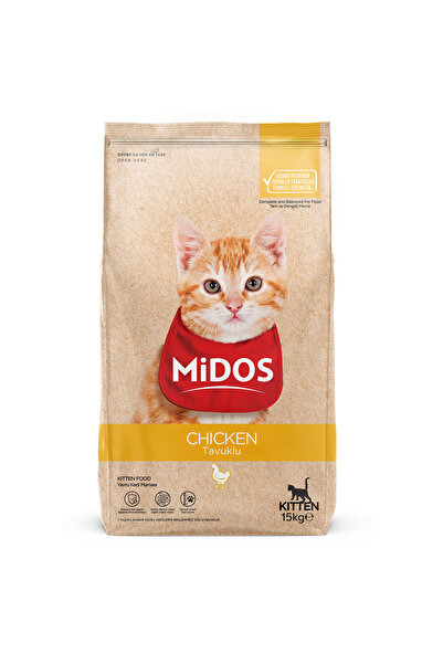 MİDOS Hrana uscata pisica junior, Midos, Premium, pui, 15 kg, crestere sanato...