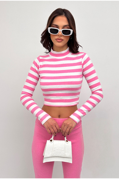 New Now Fishing Neck Sharted Long Sleeve Striped Crop Body Spanish Leg Leggings Suit