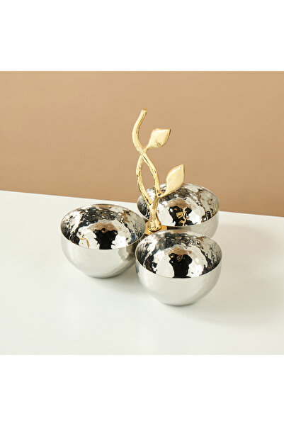 Lifestyle Leaf Accent Triple Serving Bowls