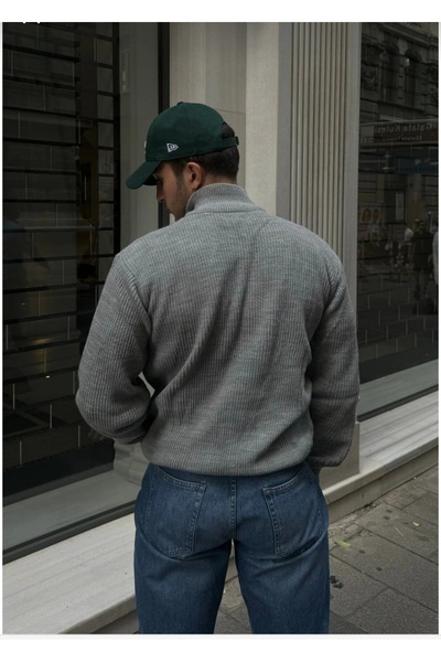 LİBASSİNİ Men's Slim Fit Slim Fit Zippered Thessaloniki Knit Mock Neck Sweater