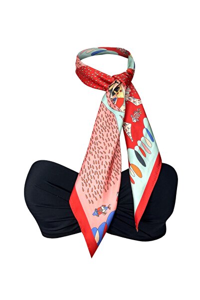 Bolder Scarf 45*100 cm Aqua/Pomegranate Flower Scarf