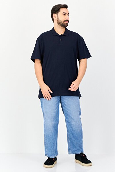 GAP Men Regular Fit Solid Short Sleeves Polo Shirt, Navy