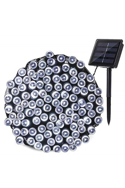 HOZRO Lumini solare de Crăciun, 100 LED-uri, 10 m, alb rece – interior și exterior