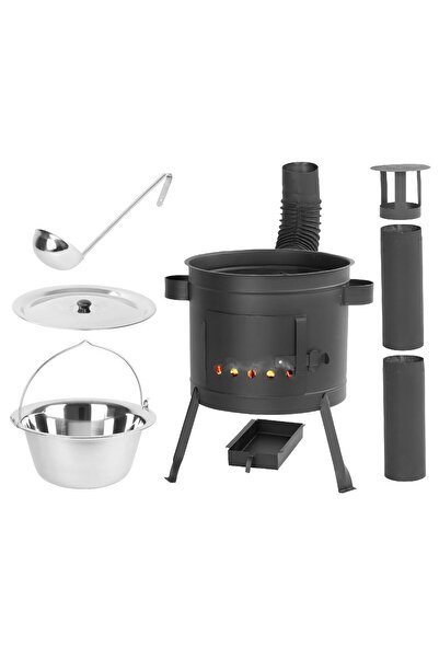 Strend Pro Stove with cauldron and flue, 36 cm, 14 L cauldron, ladle,