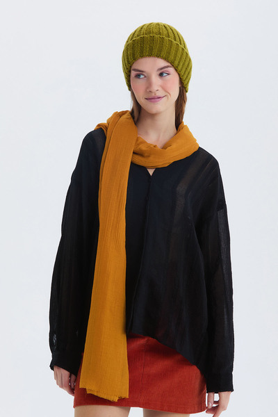 Clandestino Thin Draped Bamboo Shawl Blue Tan