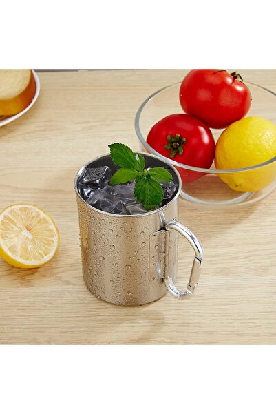 UBX Carabiner mug, 250 ml, stainless steel, silver plated