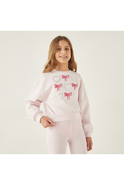 Lee Cooper Embellished Crew Neck Sweatshirt with Long Sleeves