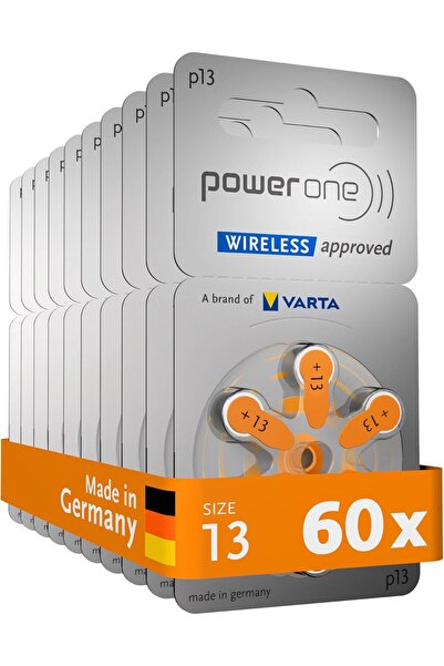 Generic بطارية Power One لسماعات الأذن مقاس 13، صنع في ألمانيا - عبوة أصلية م...
