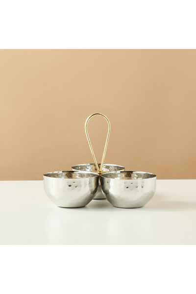 Lifestyle Hammered 3-Compartment Nut Bowl - 19 cms