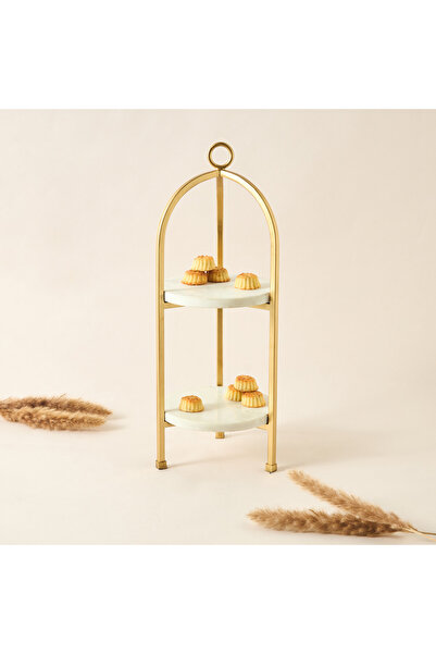 Lifestyle Marble 2-Tier Cake Stand - 19x19x47 cms