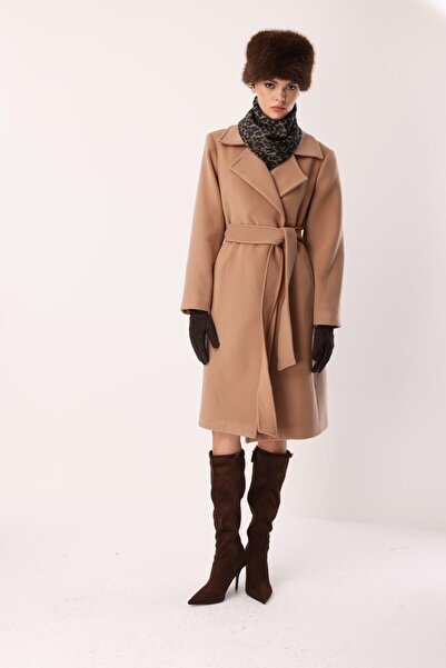 Nefeli Astar Detaylı Kaşe Kaban BEJ