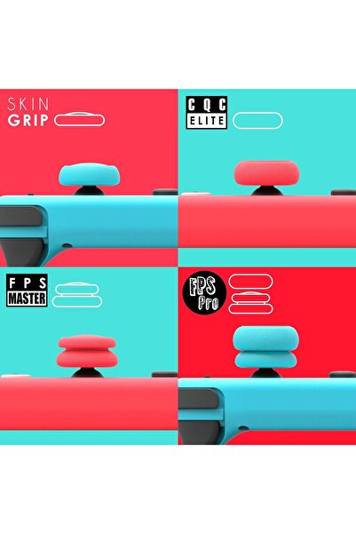 Skull & Co. Skin, CQC and FPS Thumb Grips Set - Neon Red+Blue (3 Pairs / 6 pcs)