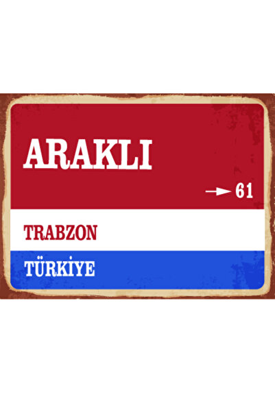 BiveSa Trabzon ili Araklı İlçesi Retro Ahşap Sokak Tabelası