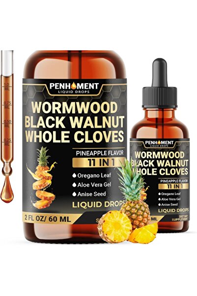 Penhoment 11-in-1 Wormwood Black Walnut Tincture, Pineapple Flavor - 2 fl oz