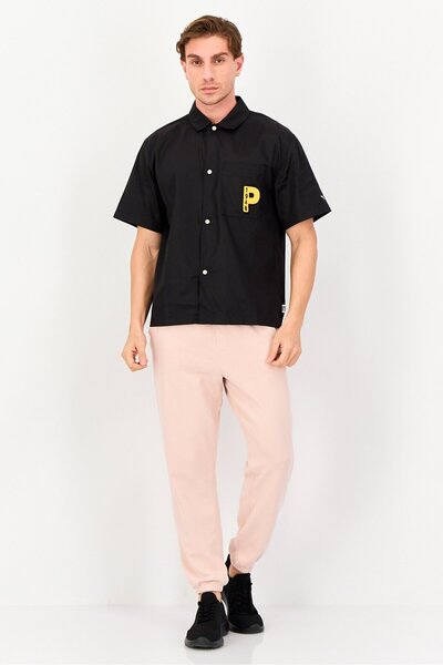 Puma Men Sportswear Fit Embroidered Short Sleeve Outdoor Polo Shirt, Black