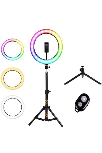 selling depot Inel luminos 26 cm (10 inch) LED RGB cu USB, trepiede mari și m...