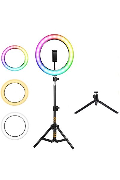 selling depot Lampă circulară cu lumină inelară 26cm/10" RGB, USB, trepiede m...